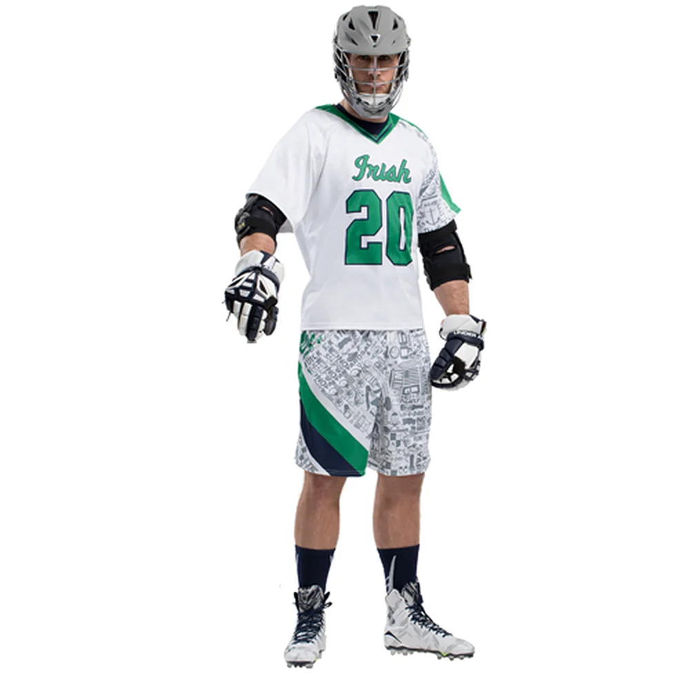 专业升华长曲棍球制服套装,印有半袖汗布和成人短裤