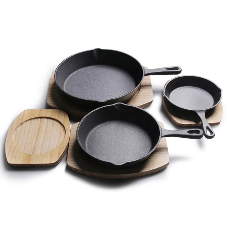 

High Quality Mini Large Size Classic Pre-Seasoned Cast Iron Skillet Deep Pan Set Cookware, Black