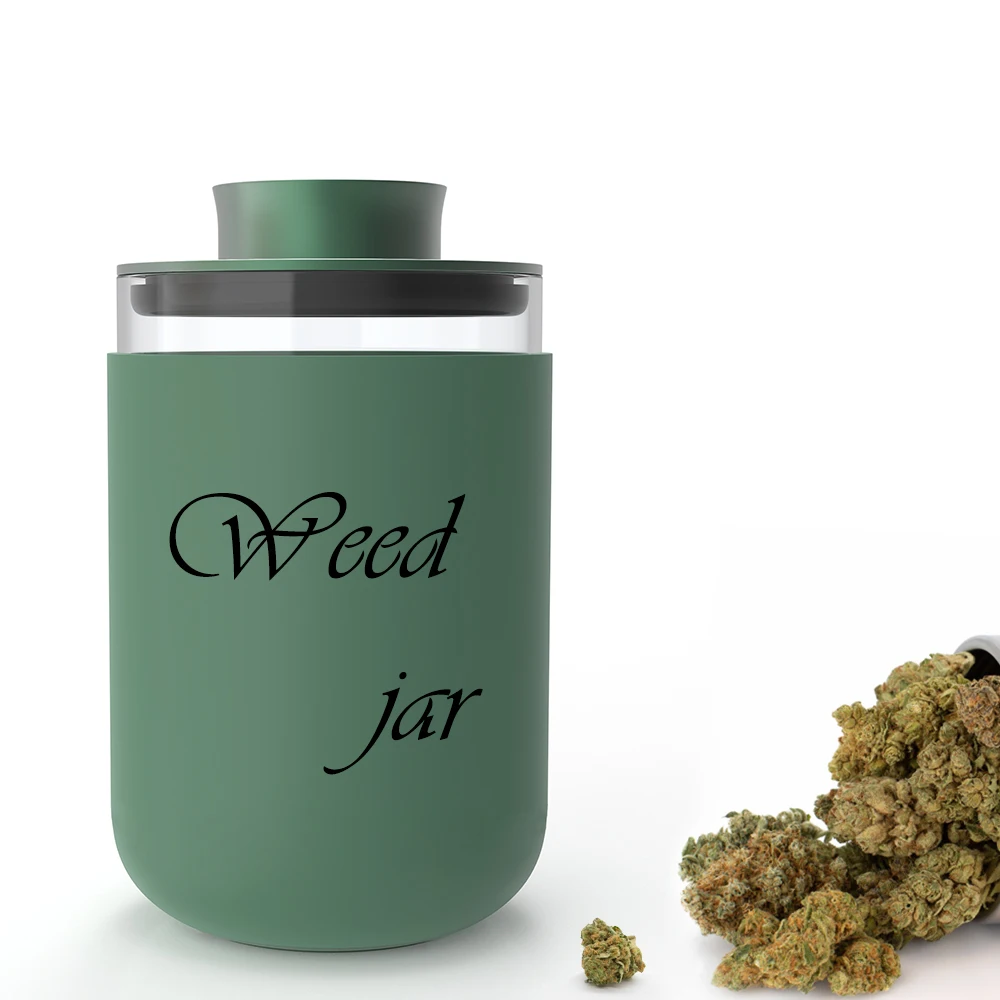 

Herb Glass Jar Customizable Silicone Case Storage Container Herb Weed Glass Jar with Aluminum Lid