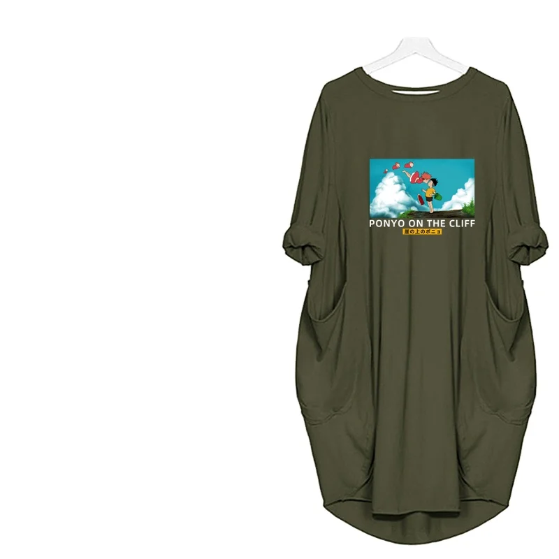 

cartoon women casual fashionable dresses printed long sleeve new model woman dresses plus size