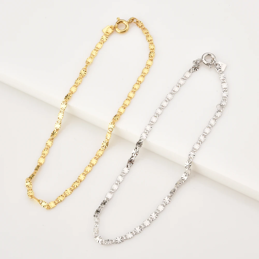 FUAMAY Woman Shiny 925 Silver Interlocked Mariner Link Bracelet Gold Plated Adjustable Minimalist Simple Gift Party Wristband