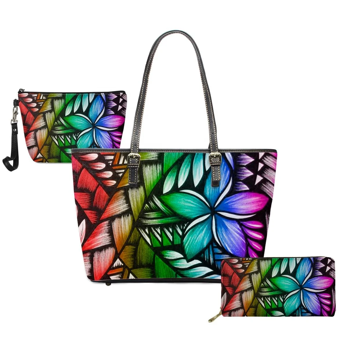 

Fashionable Well Designed Ladies Tote Tribal Bags Polynesian Flowers Printed Customized Large Women Purses And Handbags, Customizable