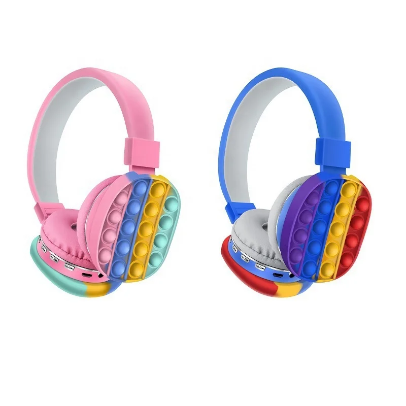 

Hot Selling Headset Silicone Push Bubble It Fidget Wireless Headphones, Pink, blue