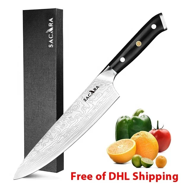 

Free Shipping G10 Handle 8 Inch Stainless Steel Professional Chef Knife Wholesale Custom Kitchen Cooking Sharp Chef Knives