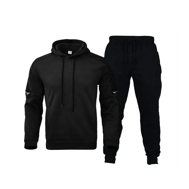 

KX-H0111 New arrivals patchwork hoodie and pants men sports tracksuit set custom logo sweatsuit 2 piece men joggers