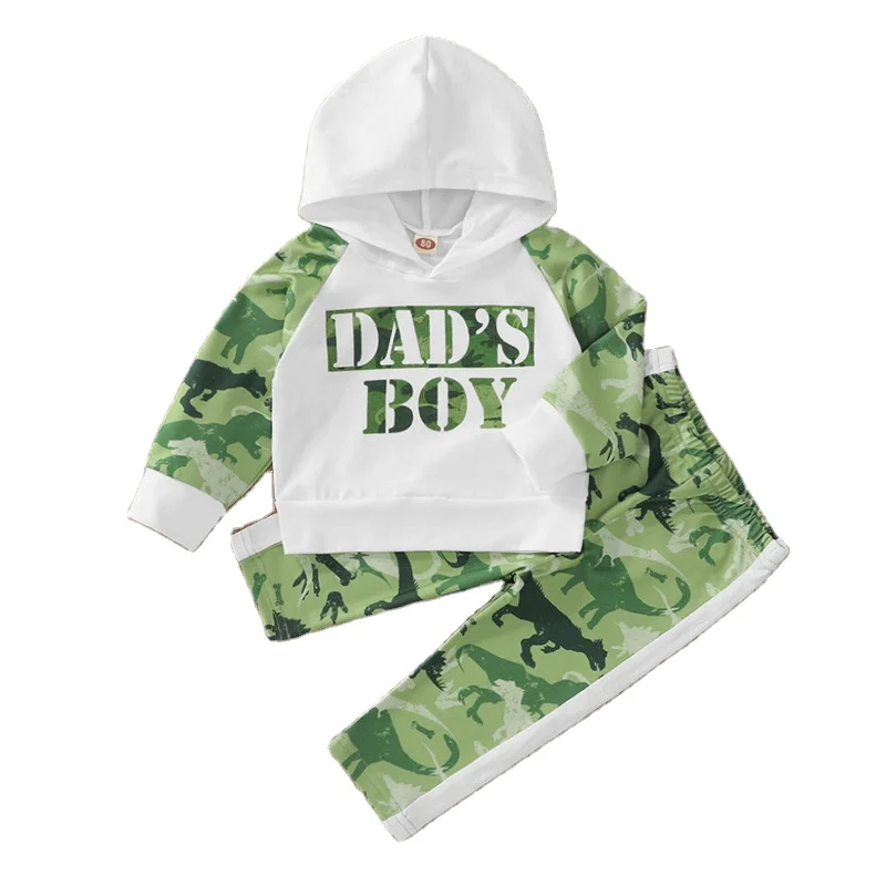 

3041 Cotton Toddler Baby Girl Clothes Set Newborn Boy Outfit Hoodie Top + Dinosaur Print Pants 2Pcs Kids Tracksuits Suit Autumn