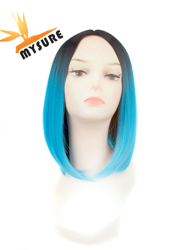 

human hair wavy short wig short blue wig short lacefront wig, All color
