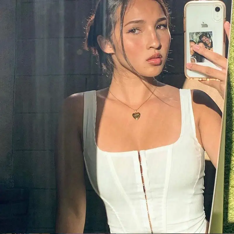 

2021 New Style Spring And Summer Sexy Crop In Mesh Wholesale Sleeveless Solid Color Women Tops For Women