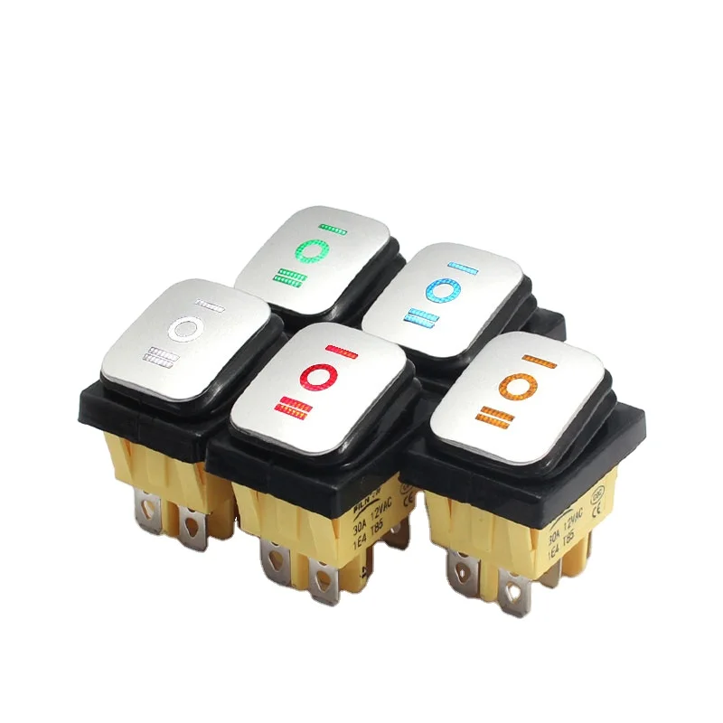 

Industrial 6-Pin IP65 Waterproof Rocker Switch with Indicator Light 16A 12V Maximum Current Illuminated Rocker Switch Equi