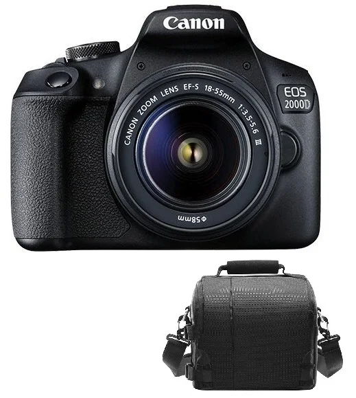 

CANON EOS 2000D (Rebel T7) Black DSLR Camera KIT EF-S 18-55mm F3.5-5.6 III Lens + Camera Bag
