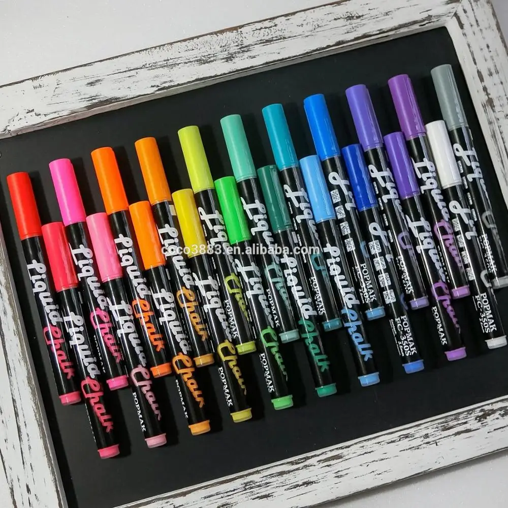 

Non toxic Erasable 3.5 MM Assorted Fluorescent colors Liquid chalk pen