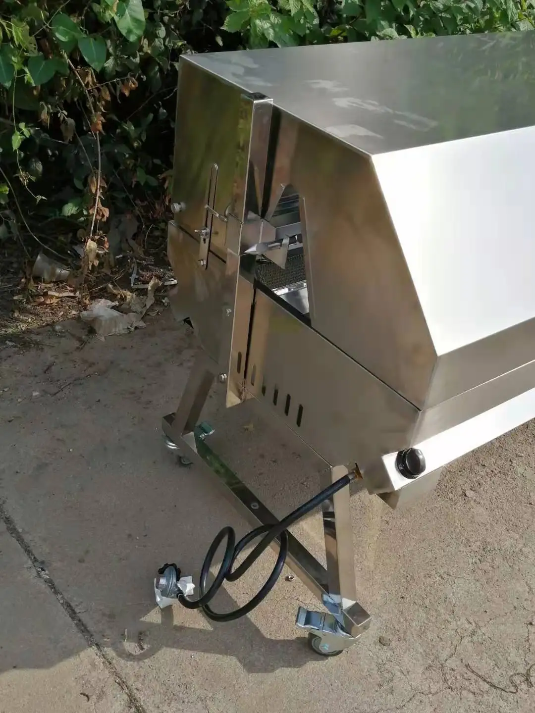 Portable Bbq Rotisserie Dual Fuel Commercial Gas Spit Roaster With Hood