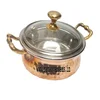 Copper Stainless Steel Serving Dish With Glass Lid, Bowls for Home, Restaurant, Hotel and Catering Ware