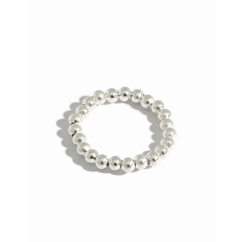 

H-R633 Popular Hot Sale Simple Elastic Rope Transfer Bead S990 Sterling Silver For Women Ring