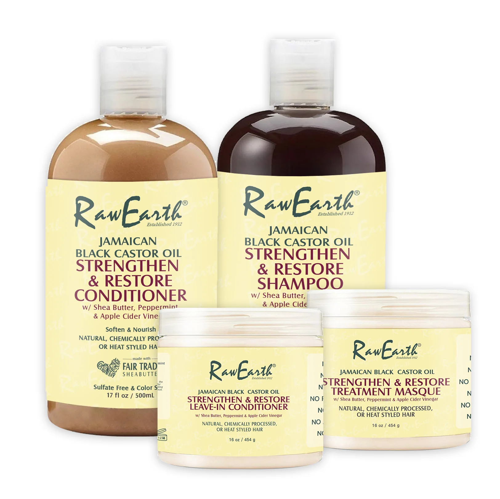 

Raw Earth Jamaican Black Castor Oil Strengthen Grow and Restore Combo Bundle