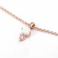 

Rose gold plated chain charm necklace fashion jewelry necklace with crystal opal