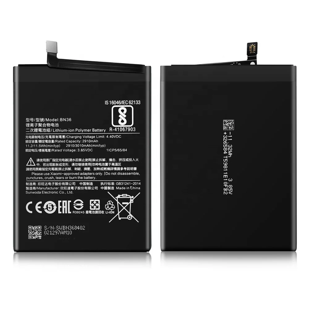 

BN36 for Xiaomi Mi 6X Mi A2 Battery New Rechargeable Li-Polymer batteries 2910/3010mAh Mobile Phone repair accessories