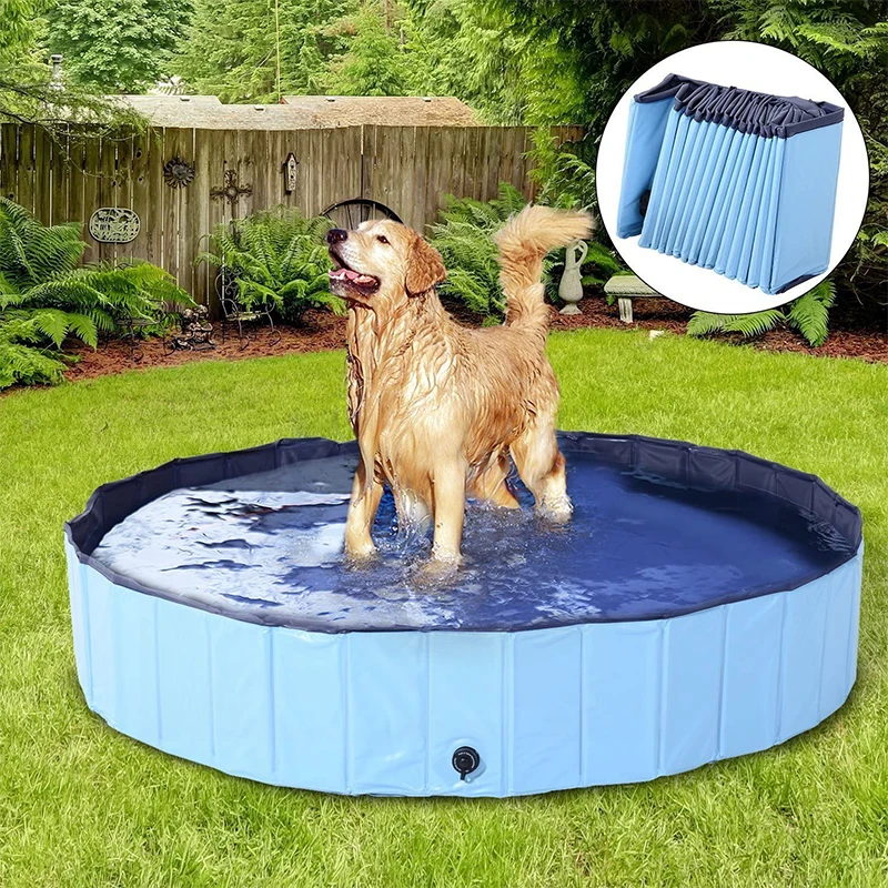 

Collapsible Pet Bathing Pool Foldable Dog Bath Swimming Pool Kids Bath Tub Kiddie Swimming Dog Swimming Pool Foldable, Red/ blue