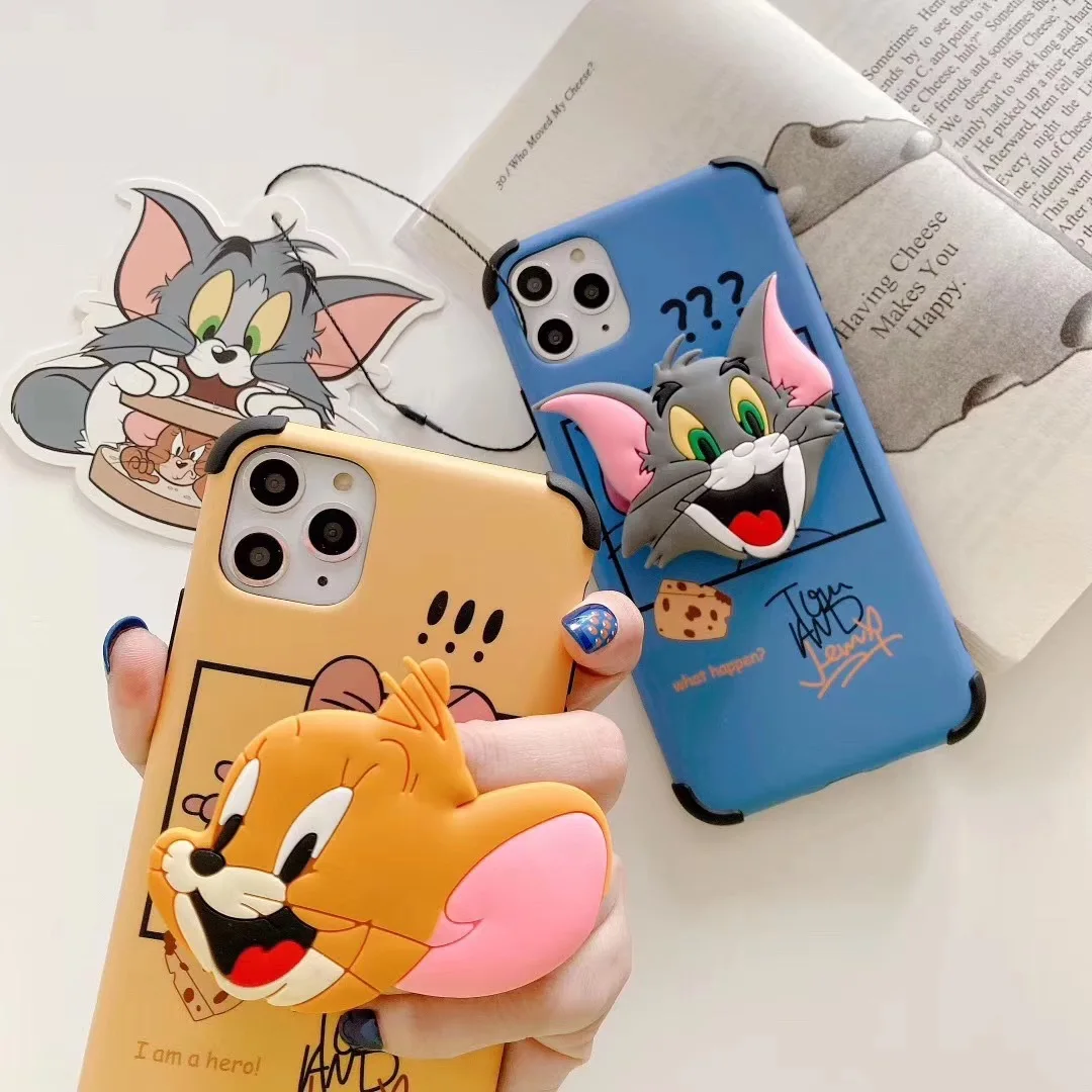 

Tom and Jerry Cartoon Case with pull out stand for iPhone 12 Pro Max 11Pro 11 7 8 X XR Xs Max, Colorful