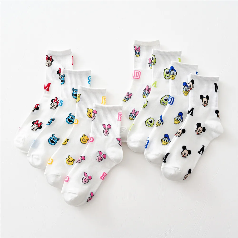 

Hot Selling Popular Korean Style Cute Cartoon Mouse Duck Knitting White Breathable Cotton Women Socks, Picture shows