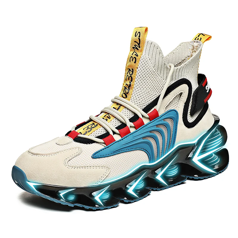 

Mens Breathable Walking Tennis Running Shoes Blade Slip on Casual Fashion Sneakers