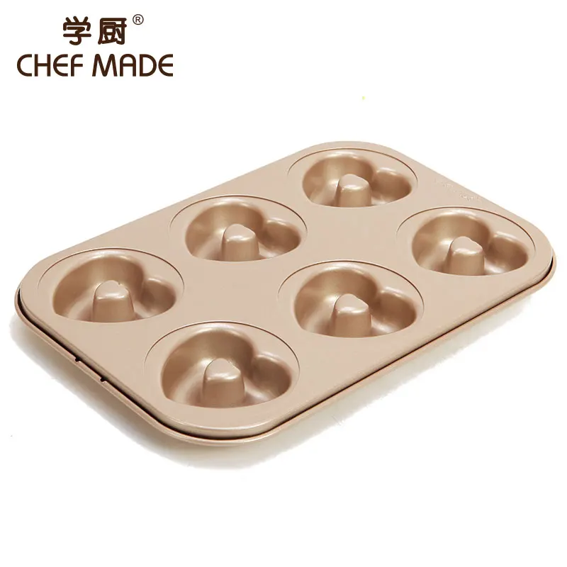 

Factory 6 Cups High Temperature Non-stick Cake Baking Mold for DIY, Champagne gold