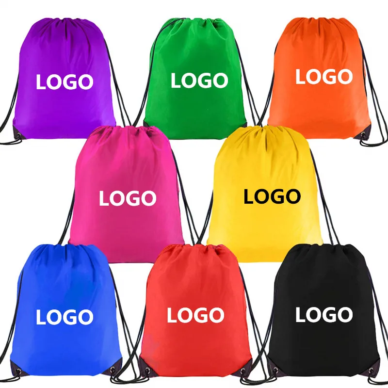 

Custom Promotional Drawstring Backpack String Bag Large Strings bags Water Repellent Gymbag Tote Bag for Outdoor Sport Yoga