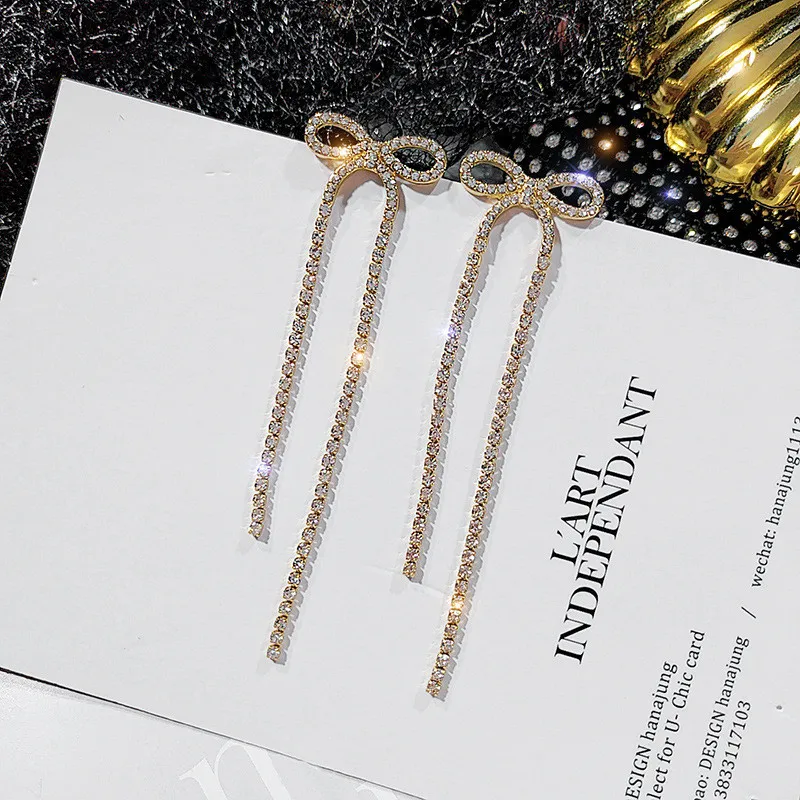

AIMGAL S925 silver earrings pearl bow baby girl earrings full drill chain tassels