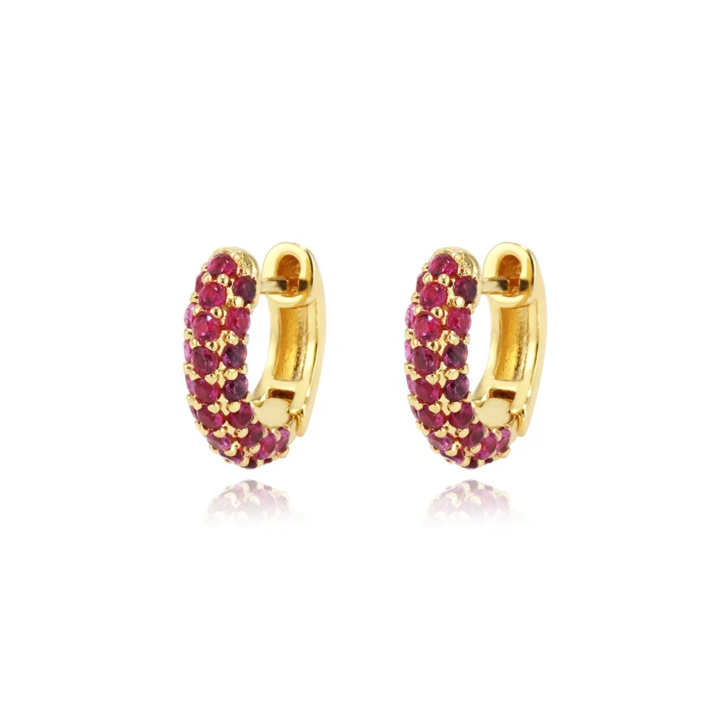 

18K Gold Jewelry Plated Jewelry Rhinestone Aretes Elegant Diamond Hoop Earrings