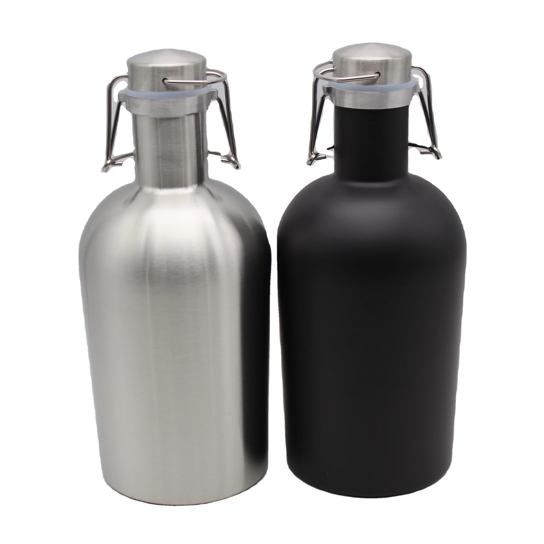 

Custom Logo Stainless Steel 64oz Vacuum insulated thermos Flask Beer Growler water bottles with Leak Proof Flip Top