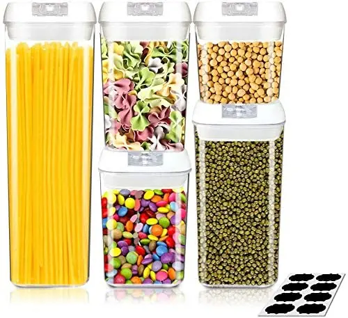 

Wholesale 5 Pieces BPA Free Airtight Plastic Food Cereal Storage Containers for Kitchen Pantry Organization and Storage, Clear