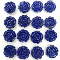 

Top Quality Wholesale Natural Loose gemstone Rose Flower Cabochon with half drilled 15mm lapis lazuli for jewelry making design