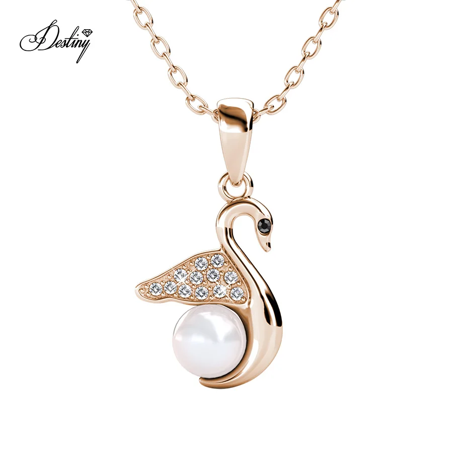 

Destiny Jewellery Elegance Design Swan with High Quality Crystal Pearl Make By 18K White Gold Plated Gift For Ladies