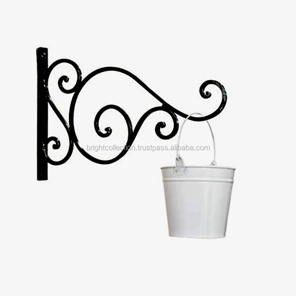 Orange Galvanized Iron Planter With Wall Bracket Hanging Planters