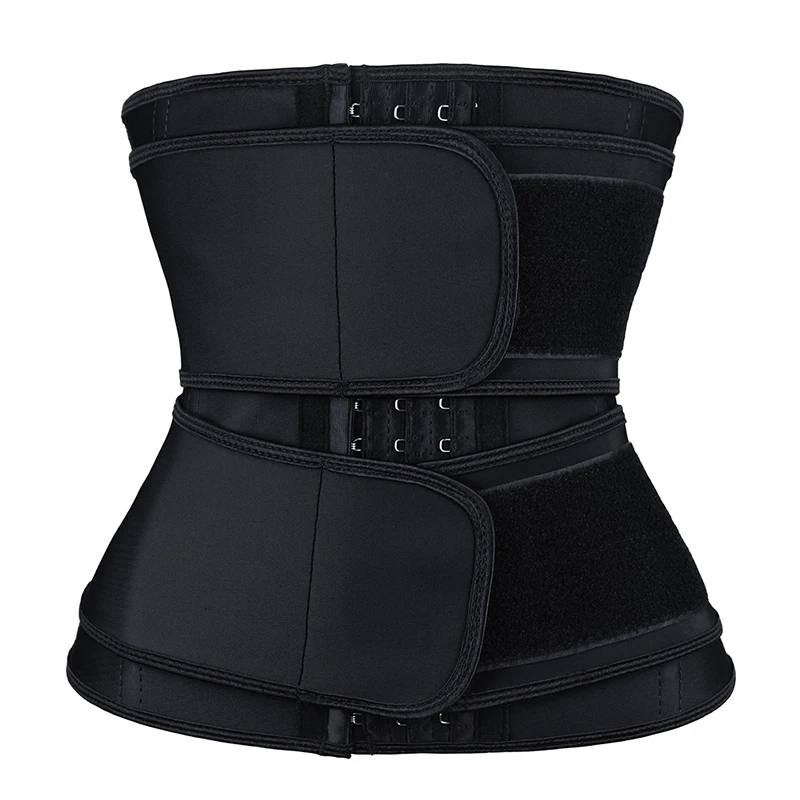 

ATBUTY Double Belt Hooks Latex Corset Waist Trainer Women, As shown