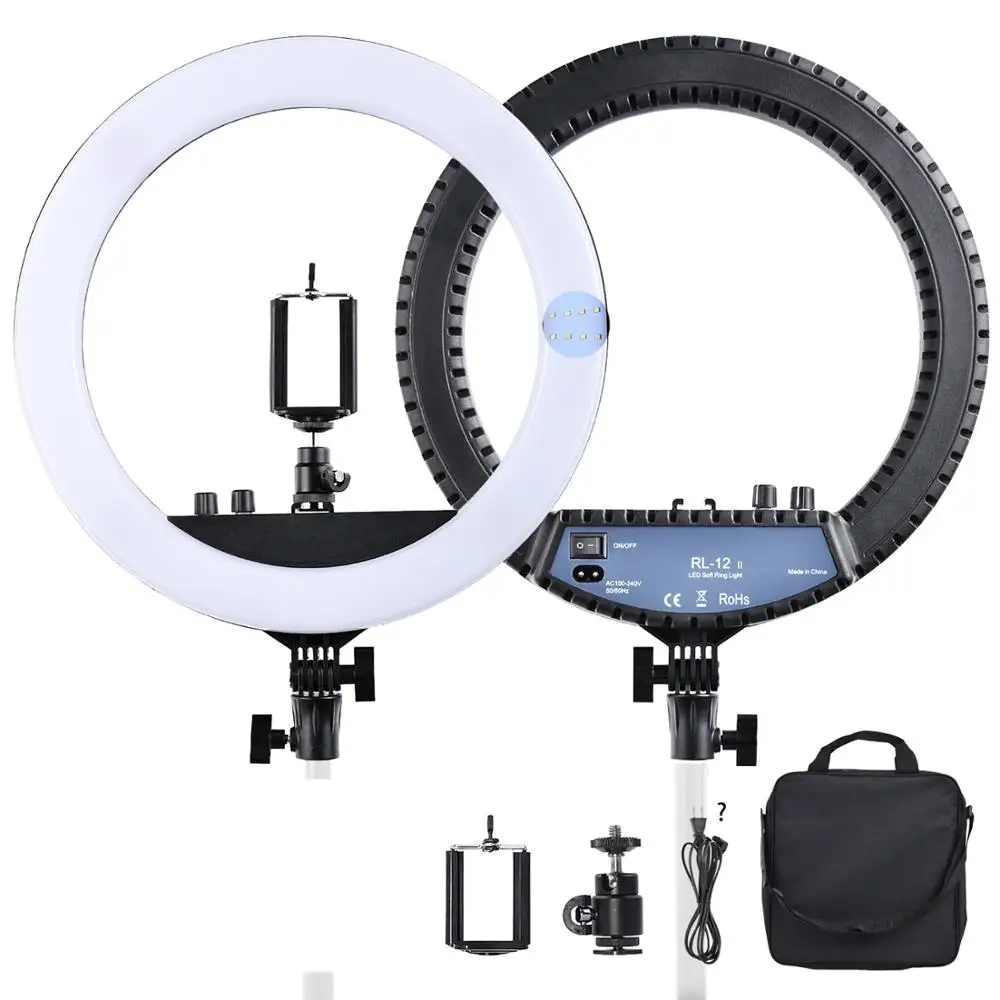 

Philippines Free Shipping FOSOTO RL12II 14 inch professional Dimmable Flash LED Mobile Ring Light with Phone Camera holder