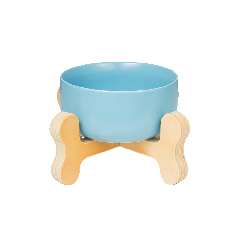 

Wholesale 1000ml Large Capacity cat and dog bowls Pet Feeder Bowl Ceramic Dog Bowl with wood frame, White/black/yellow/blue/green/pink