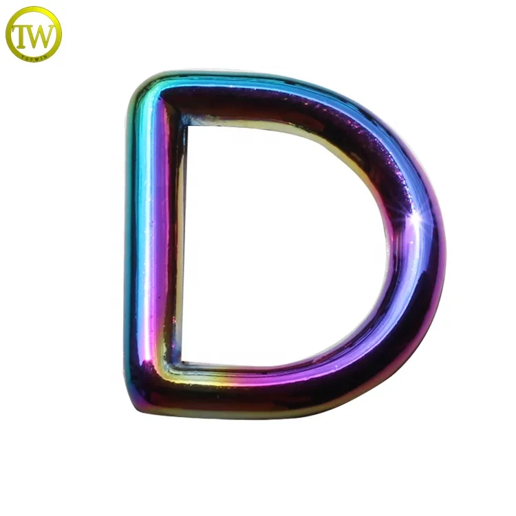 

Fashion rainbow d ring buckle making customized bulk belt ring metal strap D ring for bag accessory, Not fade/keep color long time