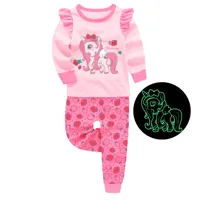 

girl pajamas,boy pajamas glow in the dark unicorn kids pajamas