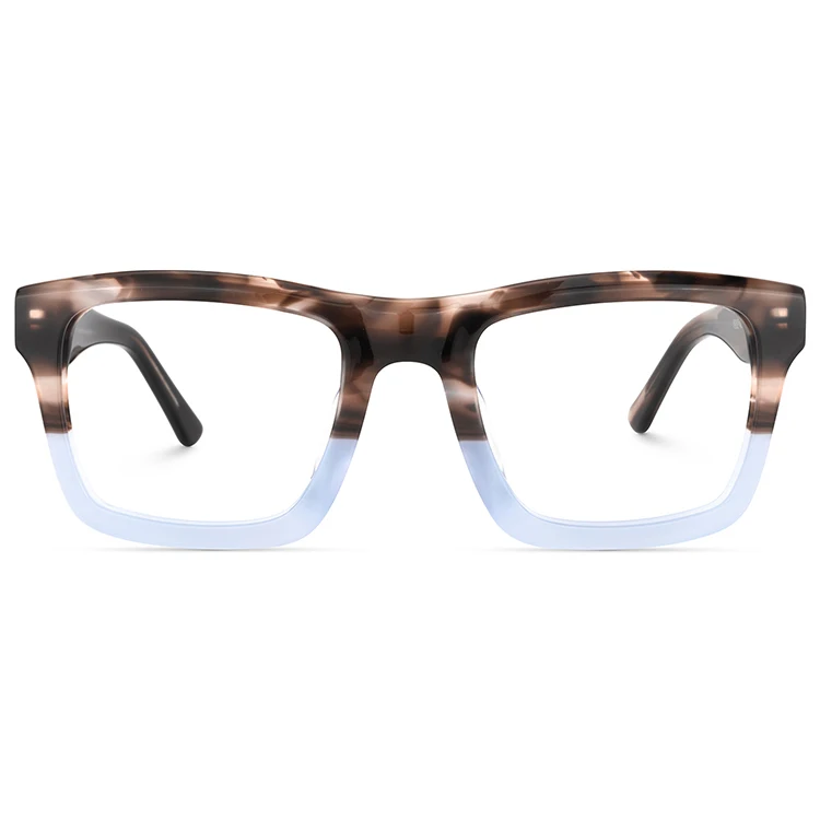 

Wholesale Classic Unisex Acetate Rectangle Light Blue Optical Eyeglasses Hinged Frame lentes de acetato para caballero, Brown