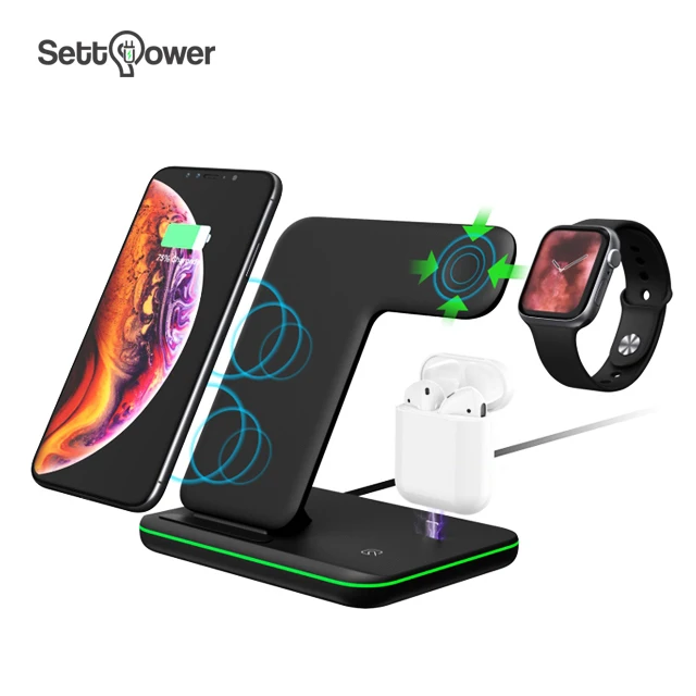 

Settpower Z5 High quality fast wireless charger 3 in 1 smart wireless charger 10W wireless charging