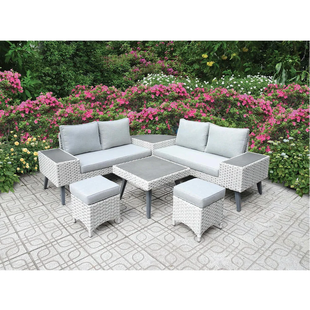 
OC039 - King 2 garden sofa set with 2 ottoman and 2 couple chair color light grey color highly recommend from Vietnam 