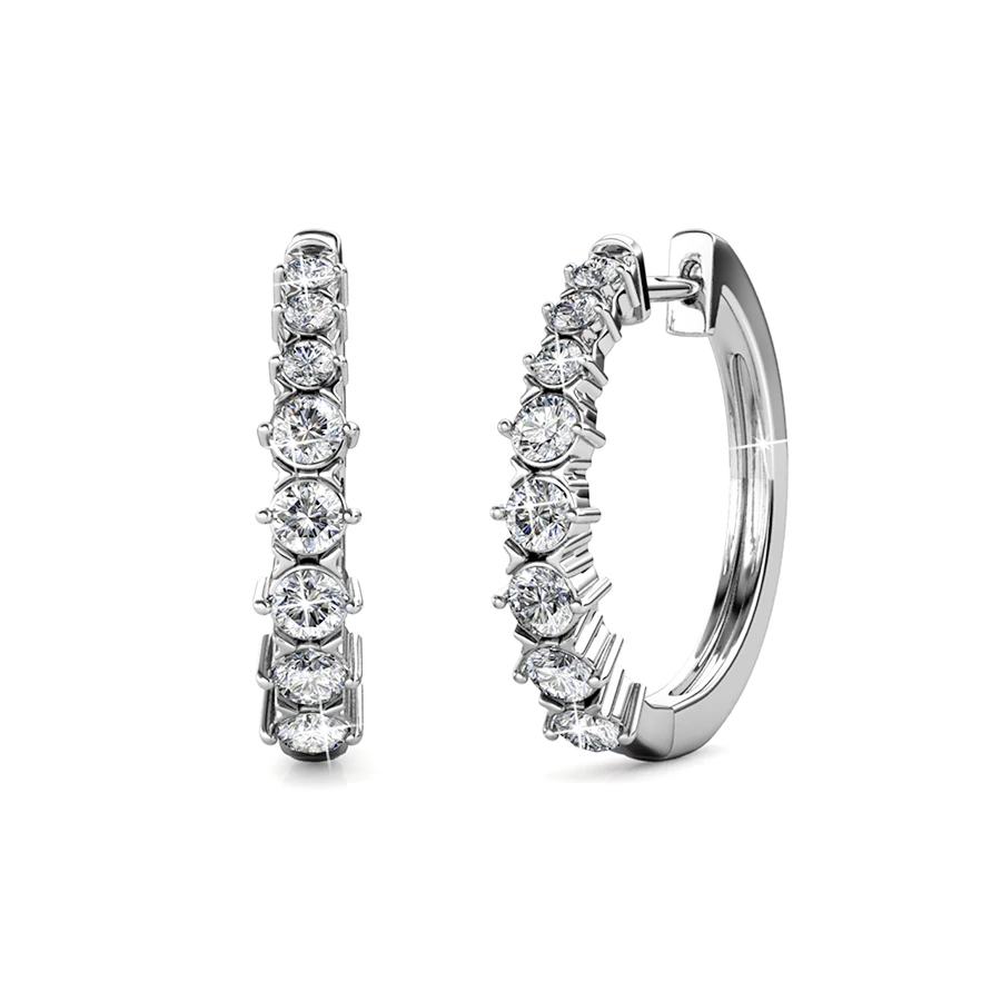 

Sterling Silver 925 Premium Austrian Crystal Jewelry Minimalist Huggie Hoop Pam Clip Earrings For Women Destiny Jewellery