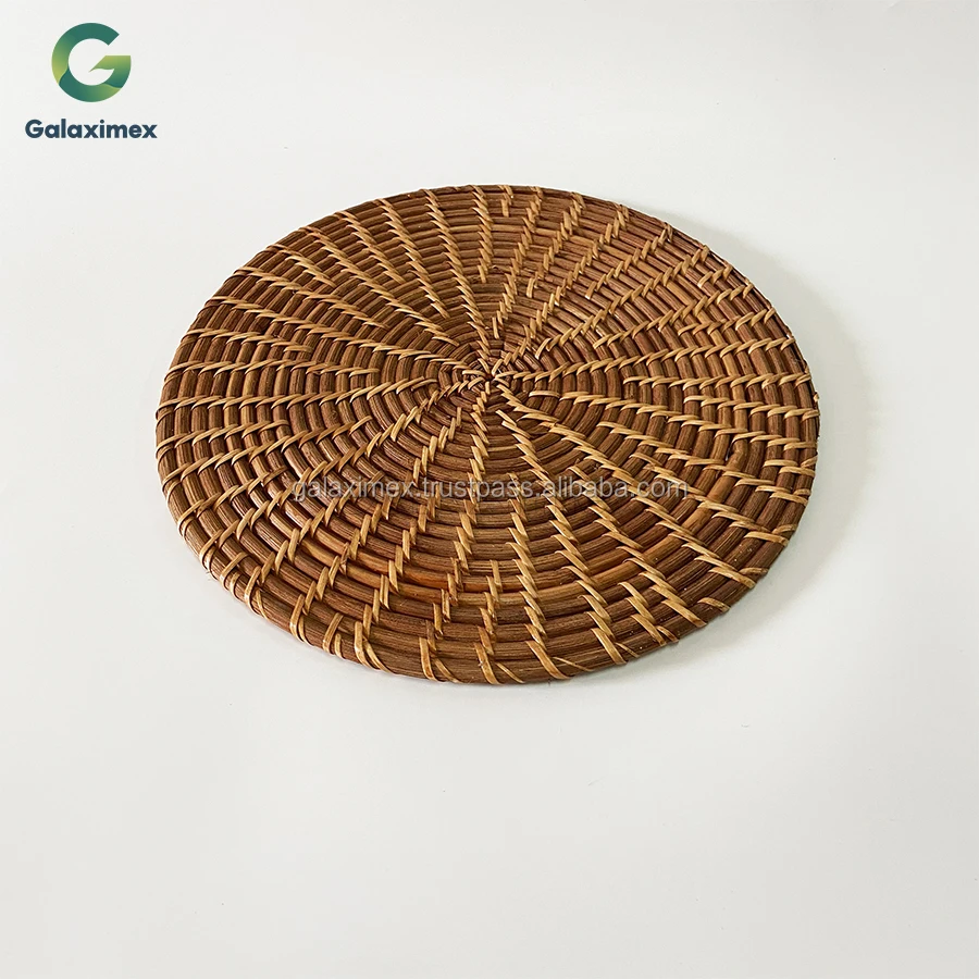 Black Color Round Woven Rattan Placemats Wicker Rattan Placemats ...