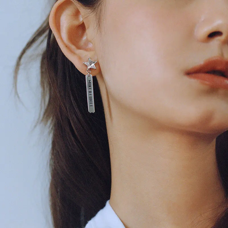 

Free Sample OOAK Stargazing Luxury Long Silver Zirconia Stud Earrings Christmas Wedding Earrings Crystal Hoop Charm