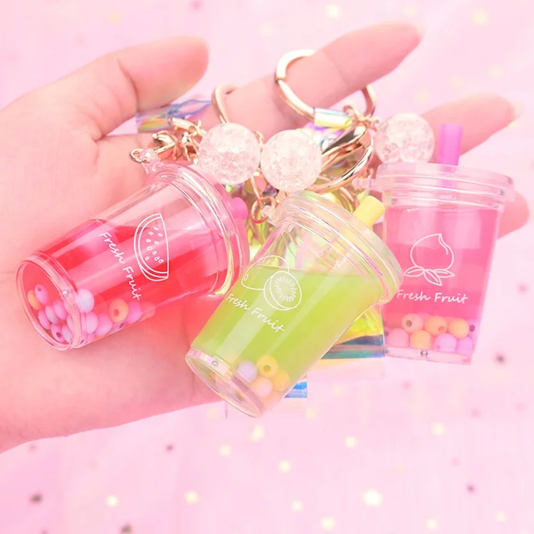 

Promotional hottest selling milk tea coffee bottle liquid keychain