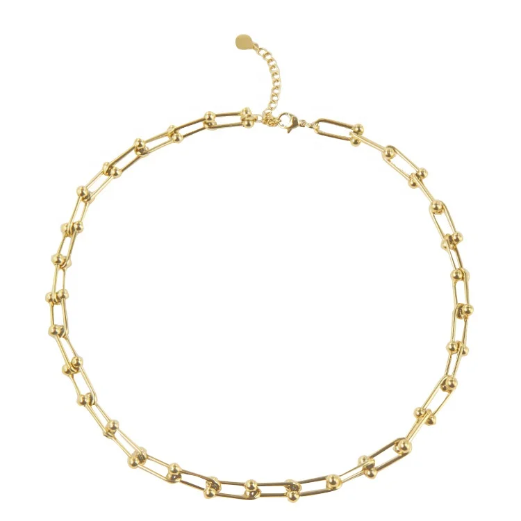 

High Quality 14K Gold Plated Stainless U Shape Chain Necklace P203083