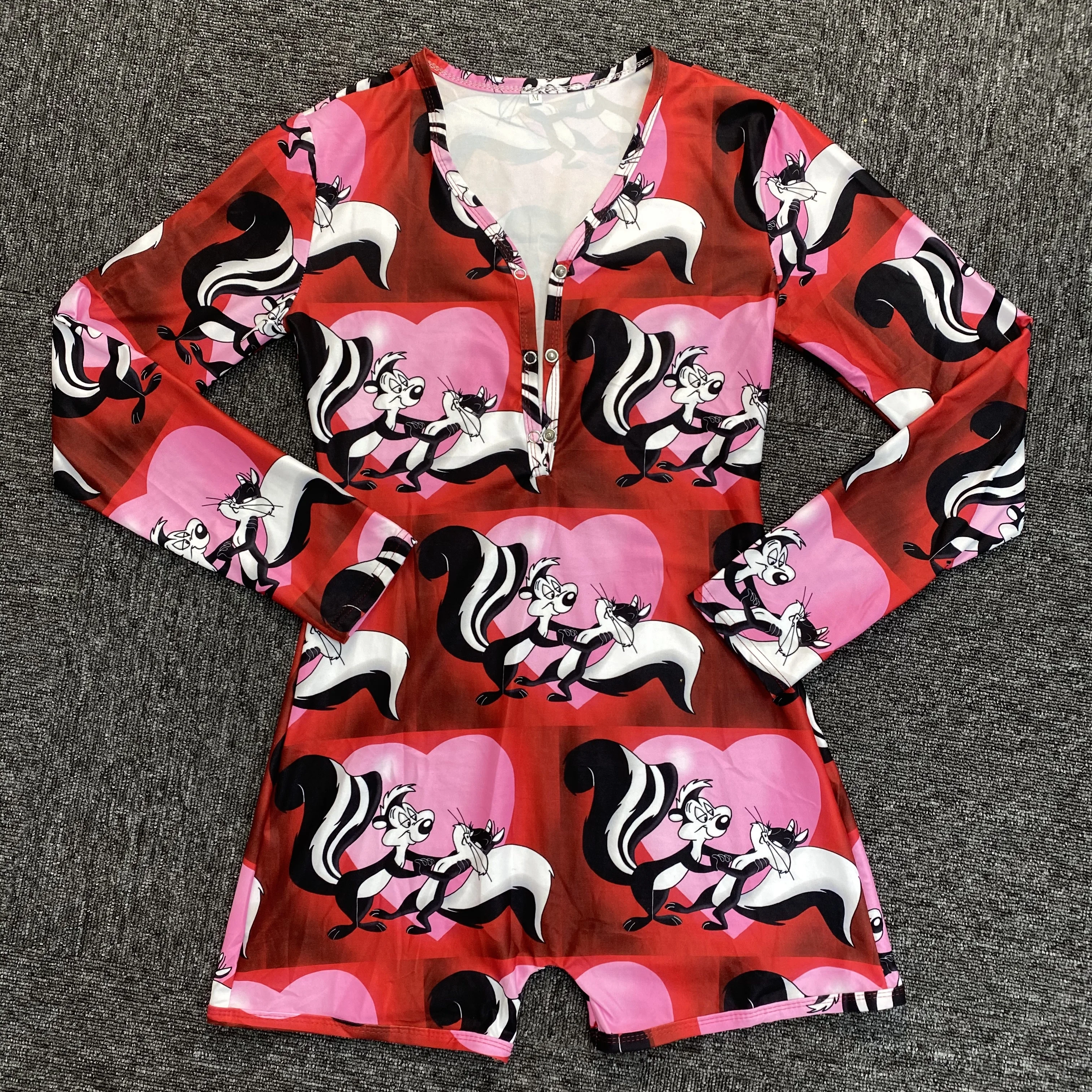 

Wholesale i n stock Sexy soft Sleepwear print women Valentine's Day adult onesie