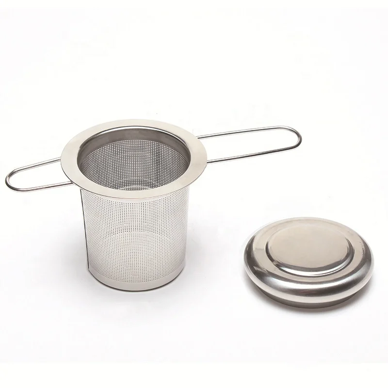 

Tea Brewing Filter Loose Leaf Tea Strainer Fine Mesh Stainless Steel Basket Tea Infuser With Lid, Stainless steel color