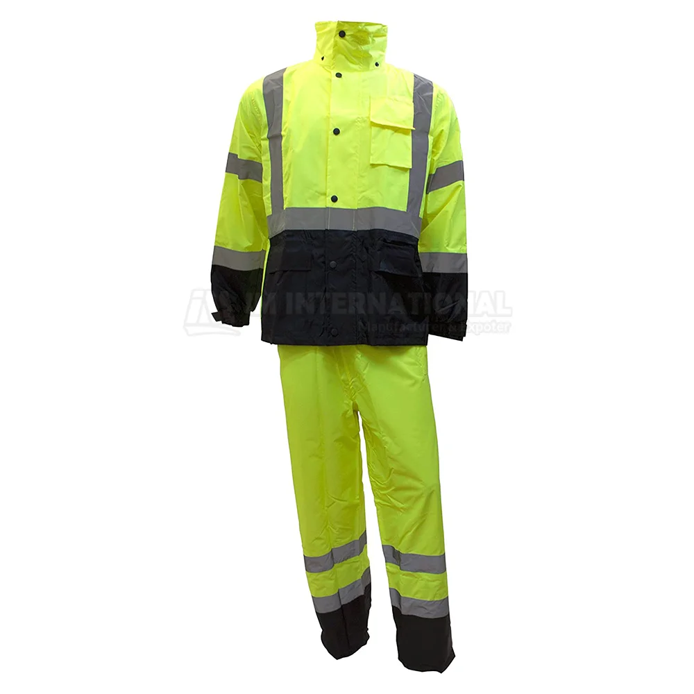 Breathable Hi Visibility Reflective Rain Suit For Construction Rain ...